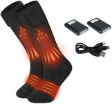 ALLC Heated Socks for Women Men, USB Rechargeable Thicken Cotton Socks UK with 4500mah Battery, Double-Sided Heating Socks, for Arthritis Winter Outdoor Ski Cycling Sports (black)