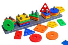 Novo Baby Toys Smart Activity Fun&Learning Blocks Geometrics, Educational & Learning Sorter Toys, Color Choose Stacking Block Game for Kids Baby, 1 2 3+ Year Activity Toys (Geometric Block)