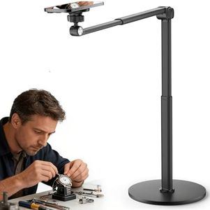 Overhead Phone Stand for Desk, Heavy Duty Aluminum Overhead Phone Tripod with Flexible Long Arm, 360° Rotating Phone Holder for Filming Overhead, Drawing, Cooking – Perfect for Creators(Magnetic)