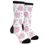 MOLIAN Women Men Novelty Socks Funny Crazy Dress Sock, Pink Cartoon Pig, One Size