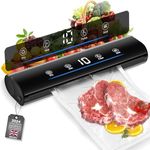 Vacuum Sealer Machine, Fast Food Sealer with LED Display & Voice Remind, Automatic Air Sealer with 20Pcs Vacuum Seal Bags, Mult-Functions Sealer with Dry/Wet Seal Mode (Black)