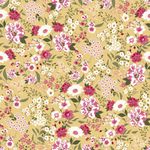 VEELIKE Yellow Floral Wallpaper Peel and Stick Vintage Pink Meadow Flower Wallpaper for Girls Bedroom Nursery Bathroom 17.7''x118'' Removable Adhesive Yellow Contact Paper for Cabinets Walls Shelves