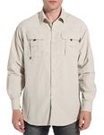 NOMINATE Mens Long Sleeve Fishing Shirts UPF 50+ UV Protection Sun Shirts Quick Drying Hiking Lightweight - beige - Medium