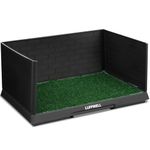 LUFFWELL 3-Sided Dog Litter Box with Tray & Removable Grass Pad, Indoor Dog Potty with Pull-Out Drawer for Easy Cleanup, Artificial Grass Patch for Small and Medium Dogs