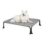 Veehoo Outdoor Dog Bed, Cooling Elevated Dog Bed, Raised Dog Bed with Non-Slip Dual-Boot Feet, Durable Breathable Teslin Mesh, Portable Pet Cot for Indoor, Camping, 89 x 56 cm, Black Silver