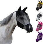 Derby Originals Reflective Safety Horse Fly Mask with Ears and Nose Cover Fringes