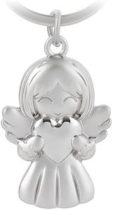 GZXYA Porte-clés Ange Gardien, Pendentif Porte-Bonheur, Ange avec cœurs pour Examens ou Voiture, adapté comme Cadeaux pour Femmes, Petites Amies, collègues. (1274 D Argent)