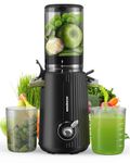 ACOQOOS Juicer Machines, Cold Press Juicer Whole Fruit and Vegetable with 4.3" Feeding Chute, Easy to Clean Juicers with 2 Cups, Masticating Juicer Black