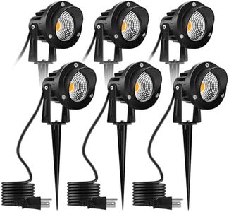 Romwish 120V LED Landscape Lights, 10W 120V Outdoor Landscape Lighting with Ground Spike, 3000K Warm White, IP65 Waterproof Outdoor Spotlight for Lawn, Garden, Yard, Flag Light (Pack of 6)