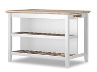 Florence Sturdy Hardwood Breakfast Bar (L: 78cm, W: 126cm, H: 91cm) with Chopping Board, Tray & 2 Shelves | Kitchen Breakfast Bar | Heat & Stain Resistant