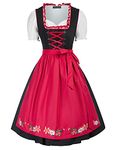 Womens German Dirndl Dress Costume for Bavarian Oktoberfest Carnival Black/Red L