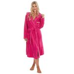 Style It Up Personalised Ladies Dressing Gown Soft Snuggle Fleece Plain Hooded Womens Robe (Hot Pink, XL)