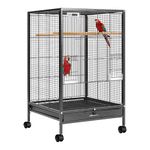 VIVOHOME 30 Inch Height Wrought Iron Bird Cage with Rolling Stand for Parrots Conure Lovebird Cockatiel Black