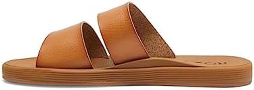 Roxy Women's Coastal Cool Strappy Slide Sandal, Tan 233, 8