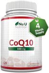 Ubiquinone CoQ10-120 Vegan Capsules - 4 Month Supply - 100% Pure & Naturally Fermented Coenzyme Q10 Supplement not Ubiquinol - Made in The UK - Nu U Nutrition