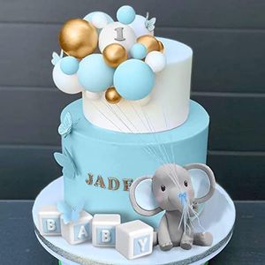 DRWATE Elephant Cake Decoration Mini Topper BABY Letter Toppers Pearl Ball for Baby Shower Theme Birthday Party Supplies (BLUE)