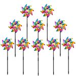 Sparkly Holographic Pinwheel Reflective Whirl Pinwheels Spinners Windmill Bright Blended Golden Design DIY Set for Kids Adult Garden Orchard Lawn Farm Beach Decor (Set of 10) (Rainbow)