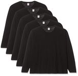 Fruit of the Loom Men's Original Long Sleeved Tee, 5 Pack T-Shirt, Black (Black 36), Large (Size:L) (Pack of 5)