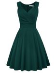 GRACE KARIN Cocktail Dresses for Wedding Guest Wrap V-Neck Bridesmaids Dress Deep Green XL