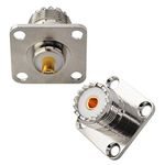 Boobrie UHF Female SO239 4-Hole Panel Chassis Mount Flange Panel Mount Adapter Solder Cup RF Coaxial Coax Connector Adapter for PL259 Male Plug Pack of 2