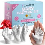 Luna Bean Deluxe Baby Keepsake Hand Casting Kit - Plaster Hand Mold Casting Kit for Infant Hand & Foot Mold - Baby Casting Kit for First Birthday, Christmas & Newborn Gifts - (Clear Sealant - Matte)