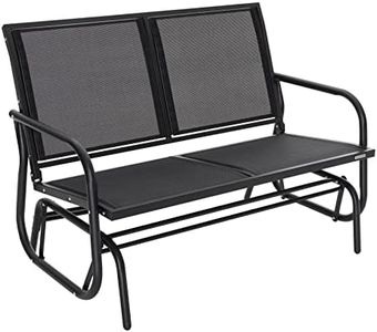 NUU GARDEN 2 Seats Outdoor Glider Bench Patio Glider Swing Chair with Powder Coated Steel Frame and Breathable Seat Fabric Outdoor Loveseat, Black