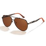 Cyxus Sunglasses for Men Aviator Polarized Metal Frame UV 400 Protection Pilot Shades (Brown Lens/Brown Frame)