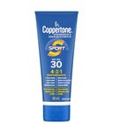 Coppertone Sport Sunscreen Lotion SPF 30, 4-in-1 Performance, Sweat and Water Resistant Face and Body Sunscreen Broad Spectrum SPF 30 UVA/UVB Protection, Oxybenzone Free, Travel Size, 88mL