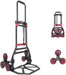 RJTEK【Material upgrading】 Stair Climber Hand Truck and Dolly, 220Lb Capacity Stair Climbing cart Heavy-Duty Trolley Cart Heavy-Duty Luggage cart Stair Dolly Lightweight with Telescoping Handle B&Red