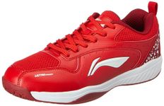 Li-Ning Unisex-Adult Ultra Power Non-Marking Badminton Shoe|Indoor Sports|Stability Heel, Prototypical Sole, Lightweight Shoe (Red/White,UK 9)