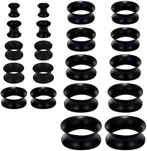 Yaalozei 6G 4G 2G 0G 00G 12mm 14mm 16mm 18mm 20mm Silicone Gauges Tunnel Plug Earrings Stretching Kit Ultra Thin Silicone Ear Skin Flexible Flesh black Tunnel Expander Gauge Earlets Plug retainer Set