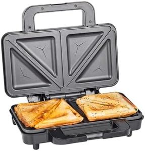 Innoteck Kitchen Pro Deep Fill 2 Slice Sandwich Toaster - 900W Thermostatically Controlled - Deep Fill Non-Stick Ceramic Plates - Cool Touch Handle - Automatic Temperature Control - Black and Chrome