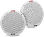 Pyle 6.5 Inch Dual Marine Speakers - 2 Way Waterproof and Weather Resistant Outdoor Stereo Sound System with 400 Watt Power, Polypropylene Cone and Butyl Rubber Surround - 1 Pair - PLMR605W(White)