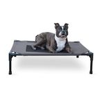 K&H Pet Products Cooling Elevated Dog Bed Outdoor Raised Dog Bed with Washable Breathable Mesh, Dog Cot Bed No-Slip Rubber Feet, Portable Dog Cot Indoor Outdoor Dog Bed, Medium Gray/Black Mesh