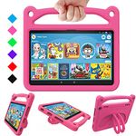 Riaour Kids Case for Fire 8 inch Tablet (Both for 12th/10th Generation, 2024/2022/2020 Release), Lightweight Kid-Proof Case with Handle Stand, Incompatible with iPad/Samsung/Alcatel 8" Tablet, Magenta