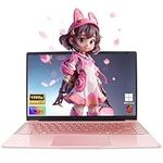 [Win 11&Office 2019] 14" Rose Gold FHD IPS Display Ultra-Thin Laptop, Celeron J4105 (1.5-2.5GHz), 6GB DDR4 RAM, 128GB SSD, 180° Opening, 2 USB3.0, WiFi/BT, Perfect for Travel, Study and Work (128GB)