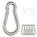 sprookber Stainless Steel Spring Snap Hook Carabiner - 304 Stainless Steel Clips, Set of 6