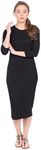 Kosher Casual Women's Modest Knee Length 3/4 Sleeve Layering Midi Dress Small Black
