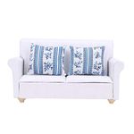 Dollhouse Furniture on 1/12 Scale of Miniature Sofa - Wooden Miniature Sofa Set with Cushions for Dollhouse Living Room and Bedroom Decoration Accessories(Two-seat Sofa with Cushions)