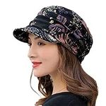 tingming Women's Newsboy Hats Cabbie Beret Tweed Girls Paperboy Cap, Black, One Size