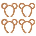 MEMOFYND 4 Pieces Bear Ear Headbands, Cute Cartoon Ear Headbands, Women's Headbands, Suitable for Masquerade, Party, Birthday Party, Daily Dress Up, Photography, Cosplay (Brown)