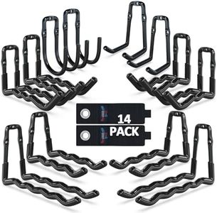 3-H Heavy Duty Garage Hooks 14 Pack, One-Piece Construction Garage Wall Hooks, Garage Hanger & Organizer Wall Mount for Ladders, Bikes, Chairs, WeedEaters, Shovels, Garden Tools (Black)