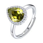 Suplight Womens Adjustable Rings Sterling Silver Peridot August Birthstone Rings Promise Ring for Her