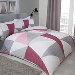 Sleepdown Splice Geometric Plum Grey Soft Easy Care Duvet Cover Quilt Bedding Set with Pillowcases - Super King (260cm x 220cm), 5056242780489