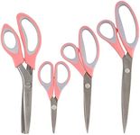 JubileeYarn Titanium Softgrip Scissors Set - Pinking, Sewing, Arts, Crafts, Office - 1 Set of 4 - Pink