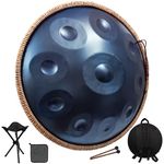 LOMUTY Professional Handpan Drum 22 Inch,432Hz Hand Drum with D Minor Kurd Tuning 9 Notes - Percussion Instrument for Advanced Players,Hand Pan (Blue)