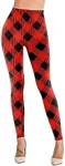 Black and Red Plaid Leggings Tights Ethnic Tribal Pants Plus for Women Christmas 3XL