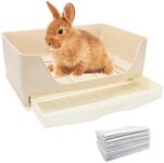 Large Rabbit Litter Box Toilet,Bunny Potty Trainer with Drawer & 100pcs Disposable Pet Toilet Films Pet Pan for Guinea Pigs, Rabbits, Hamster,Small Animals