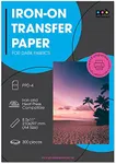 PPD Iron on Transfer Paper for Dark Fabric Compatible with Inkjet Printer, 8.5 x 11 Printable T Shirt Heat Transfer Papers, Custom Print Photo, Durable, Flexible & Machine Washable (300 Sheets)