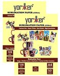 Yorkker Sublimation Paper CERA, Instant Dry, Super White, Matte Heat Transfer Paper for Mug Printing, Mobile Covers, Keychain & Other Ceramics(128gsm A4,50x2 total100 sheets) | Use Sublimation Ink Only